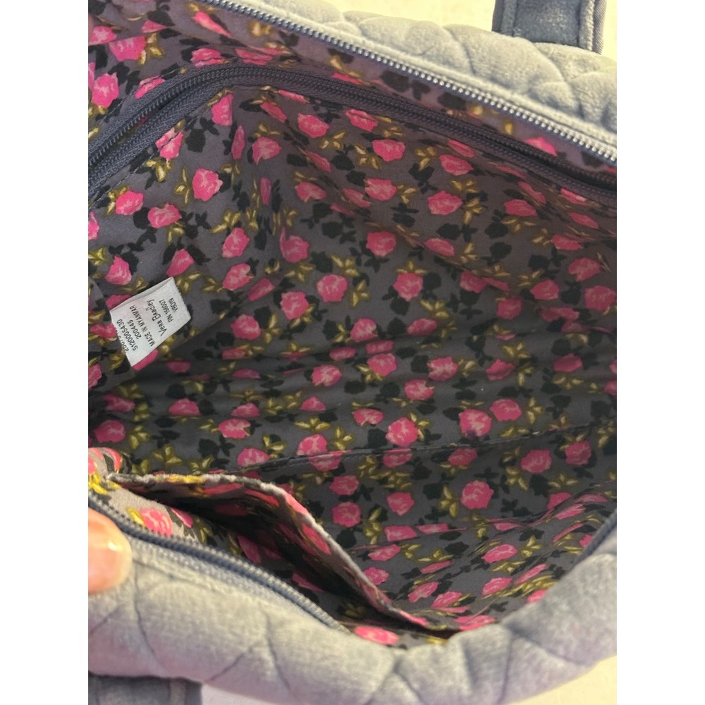 Vera Bradley Quilted Velour Mini Satchel Crossbody Bag Carbon Gray Casual Travel - Picture 8 of 9
